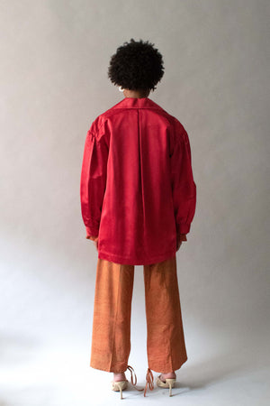 Saint Laurent Red Satin Bomber
