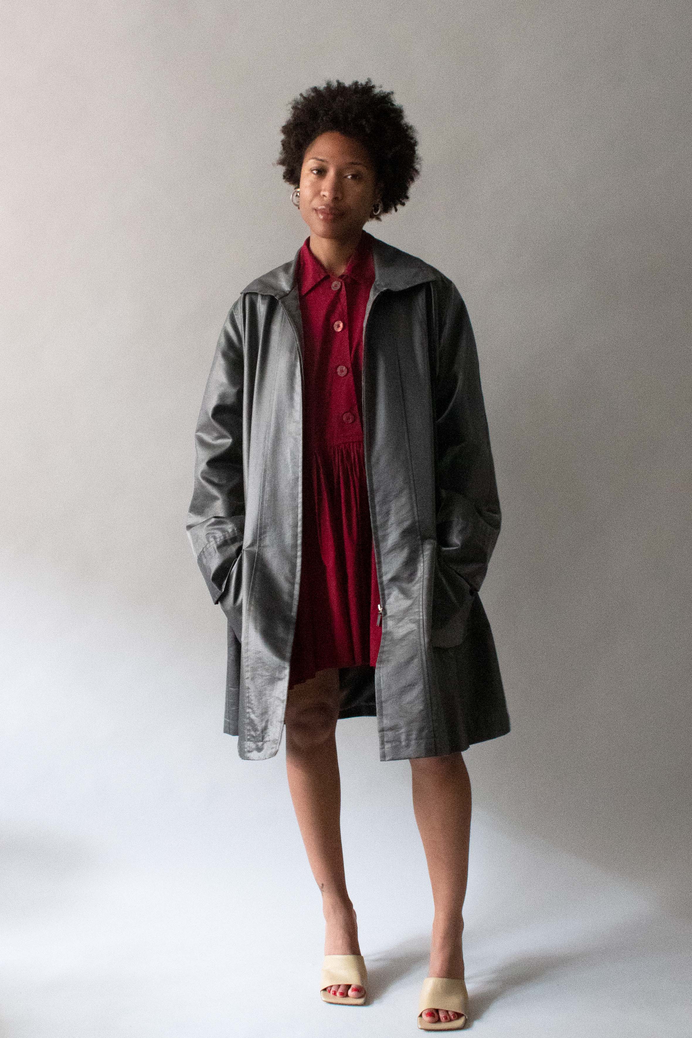 Chanel Gunmetal Metallic Nylon Jacket