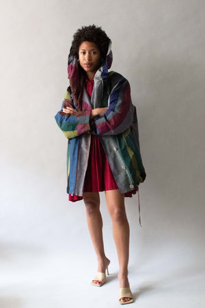 Claude Montana pour Ferrer Ysentis Multicolor Stripe Silk Jacket