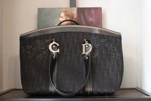 Christian Dior 2004 Black Monogram Tote