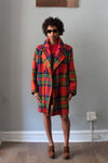 Yves Saint Laurent Orange Plaid Overcoat