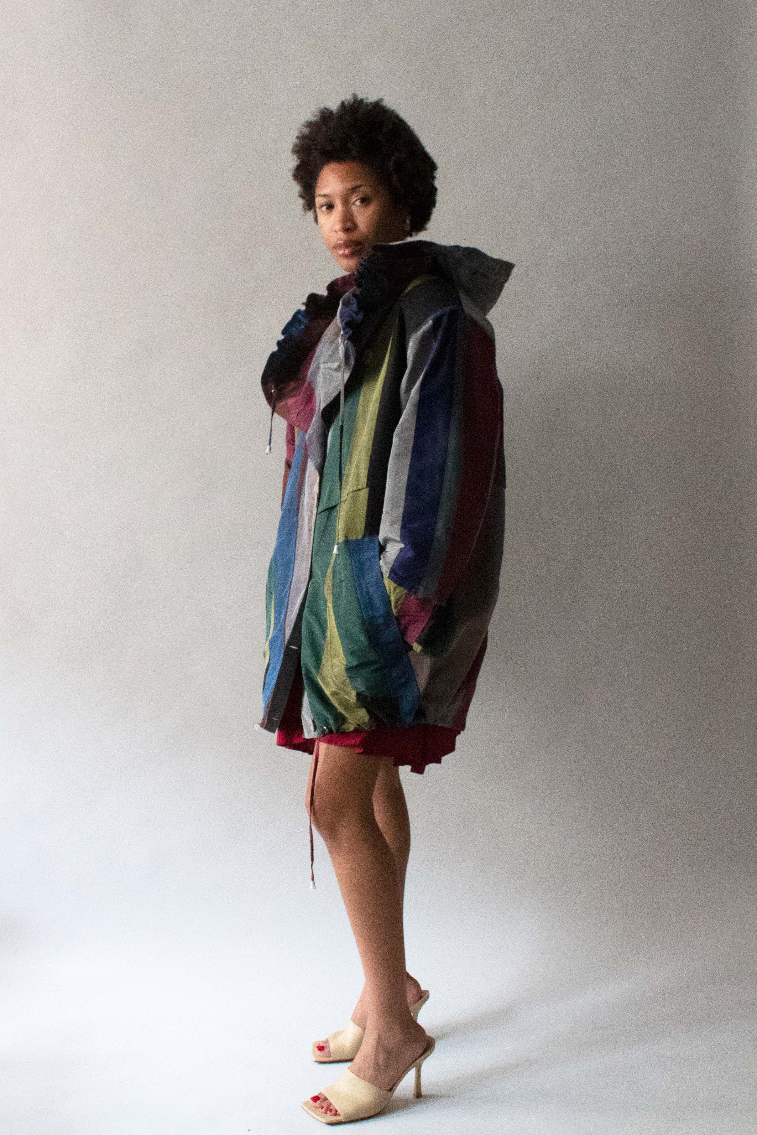 Claude Montana pour Ferrer Ysentis Multicolor Stripe Silk Jacket