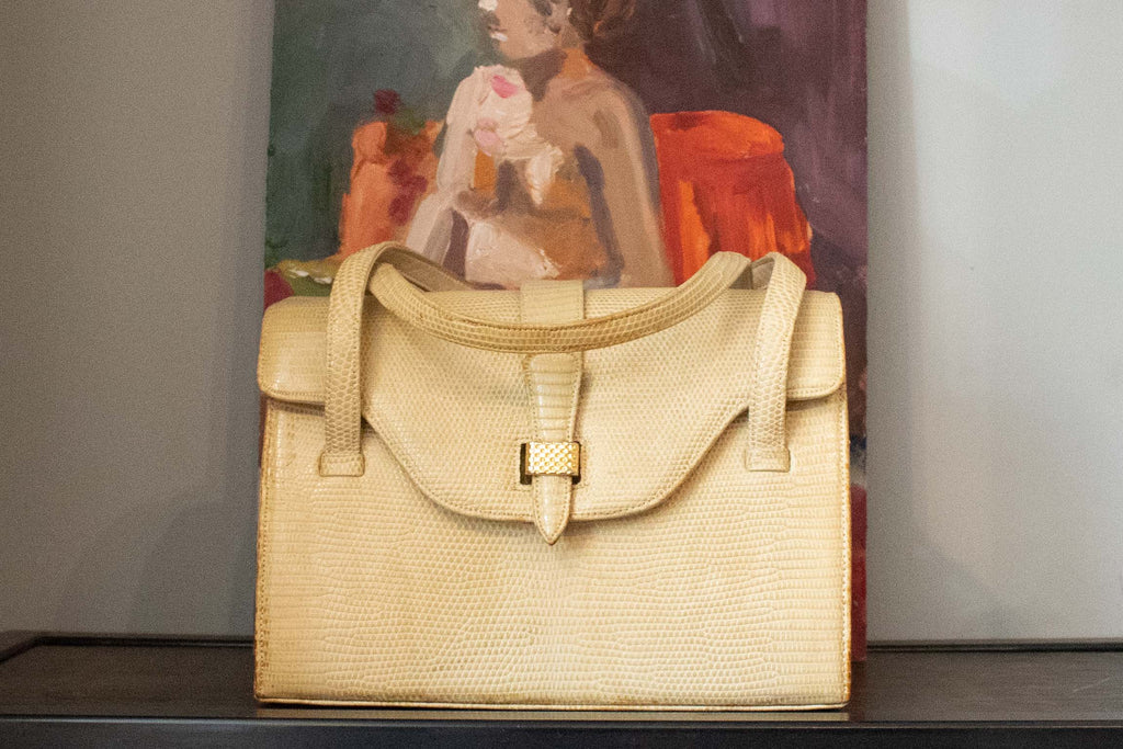 Lucile De Paris Beige Lizard Handbag