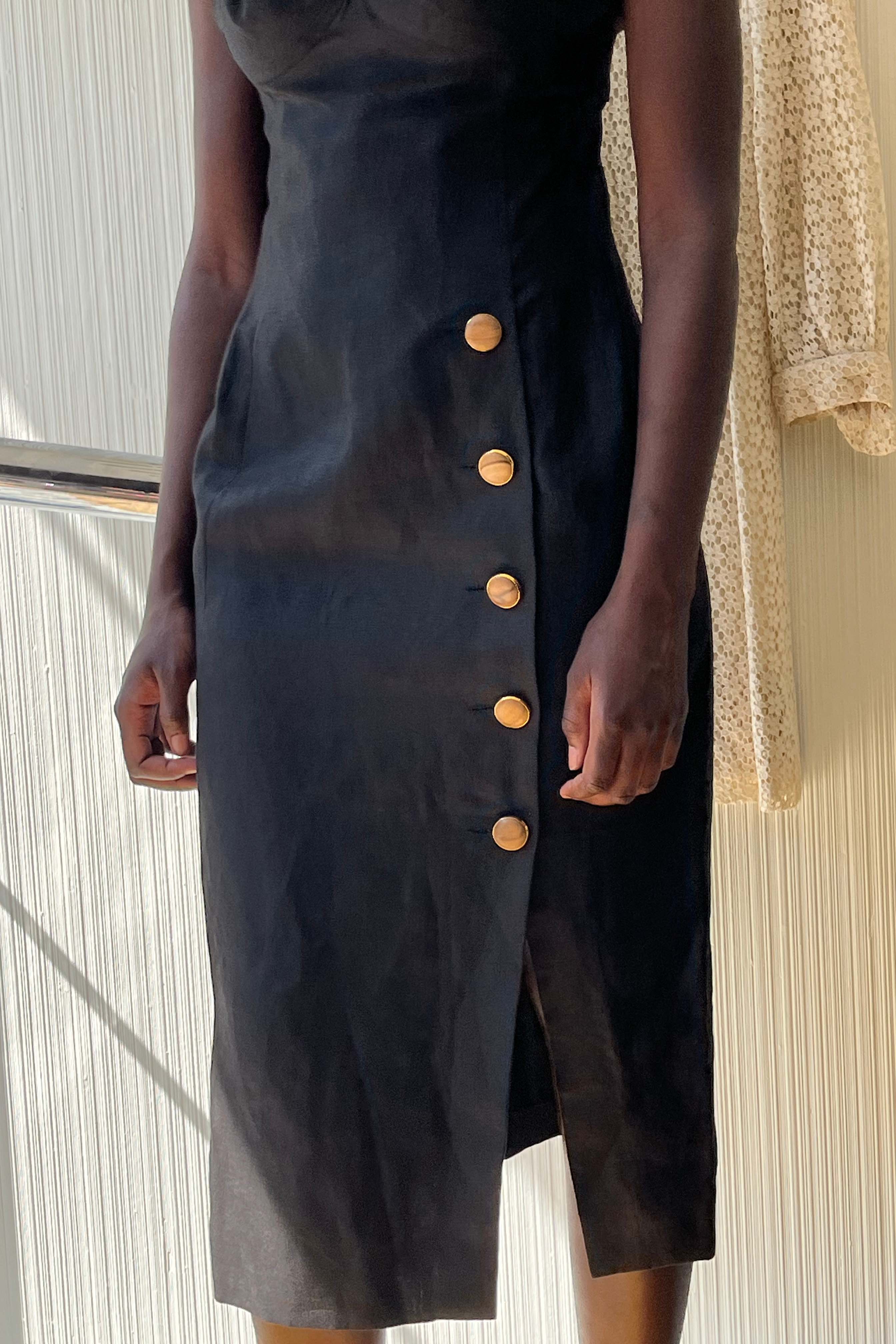 Paul Louis Orrier Black Linen Dress Set