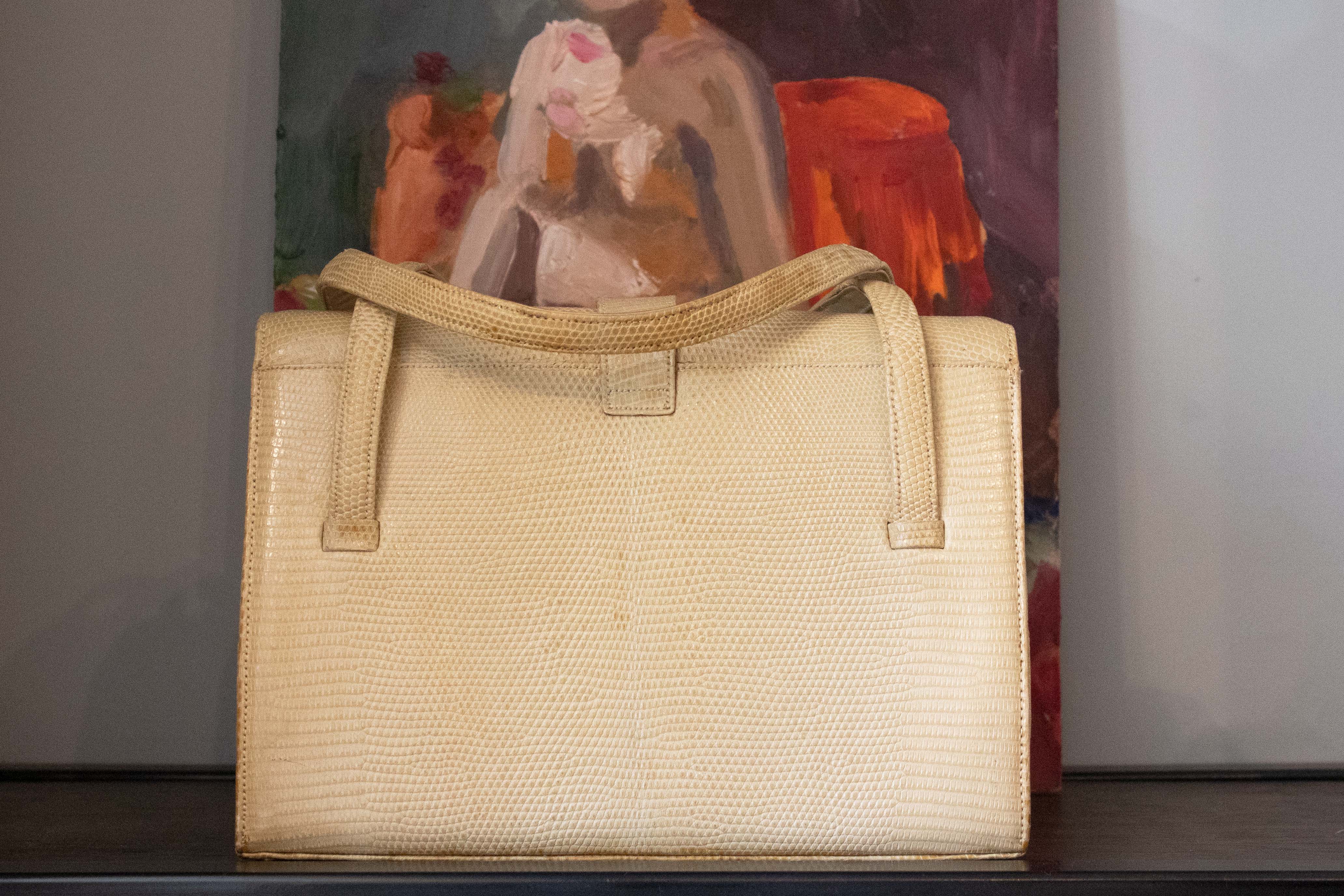 Lucile De Paris Beige Lizard Handbag