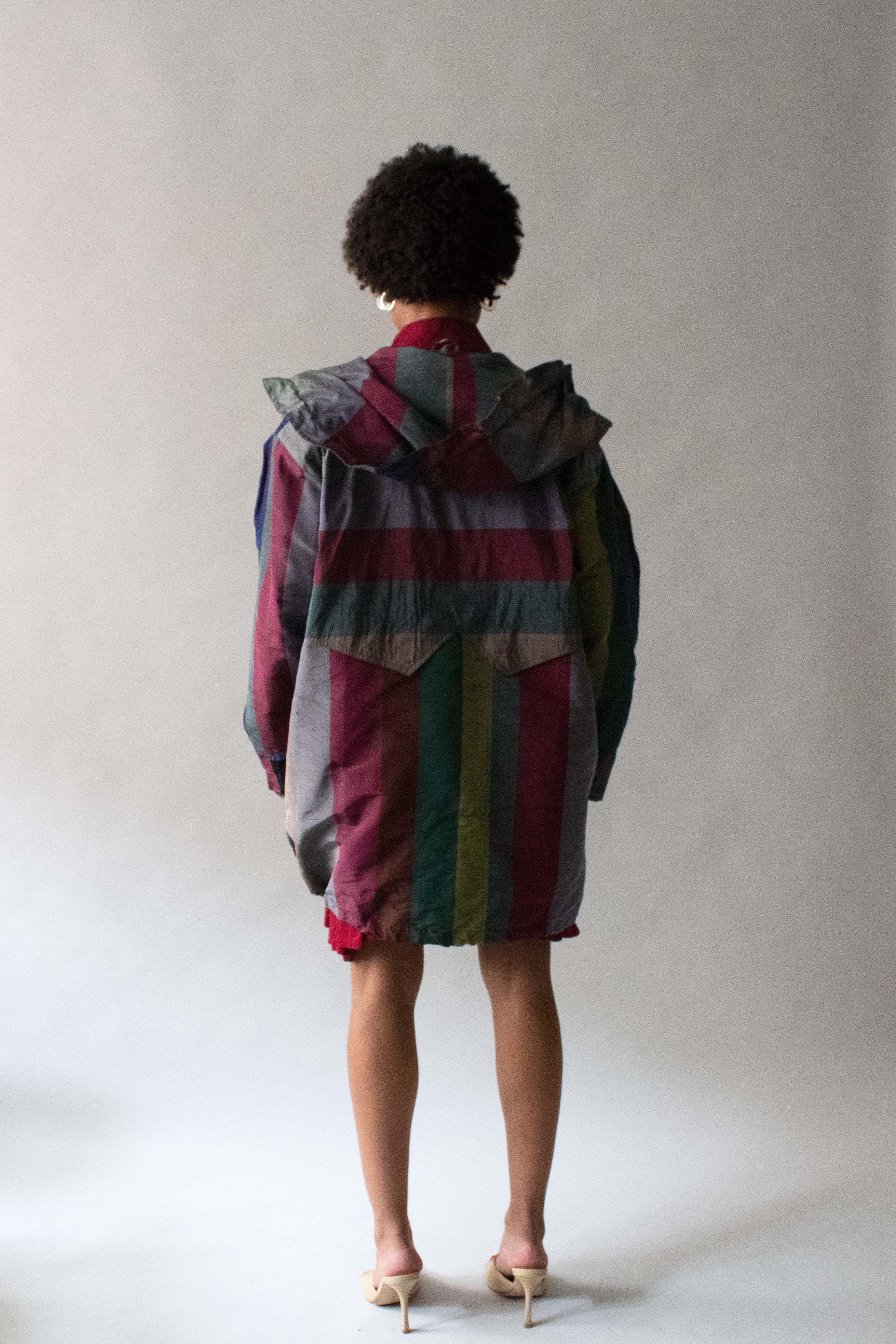 Claude Montana pour Ferrer Ysentis Multicolor Stripe Silk Jacket