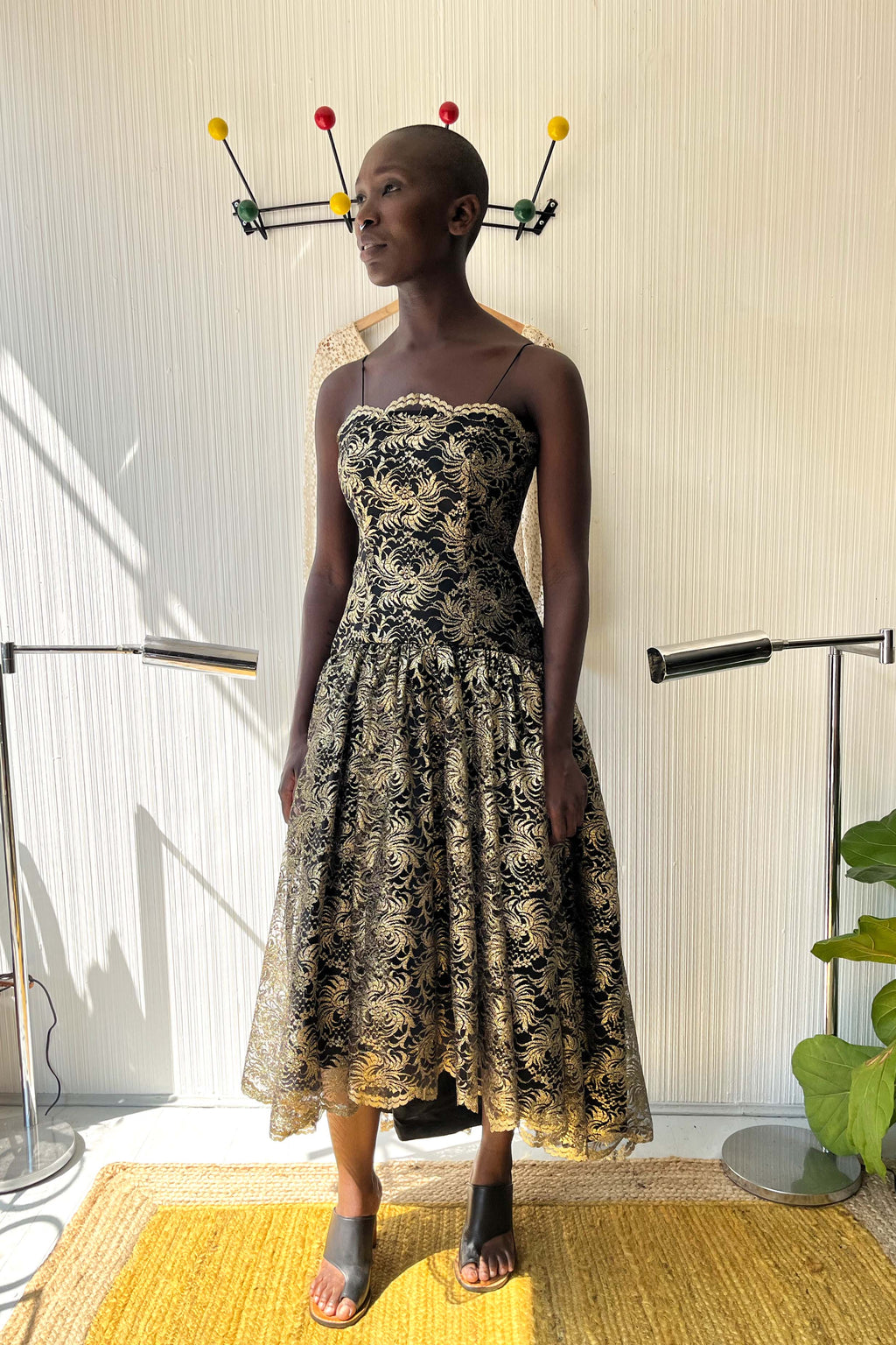 Saks Fifth Avenue Metallic Lace Dress