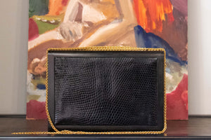 Ferragamo Black Lizard Clutch