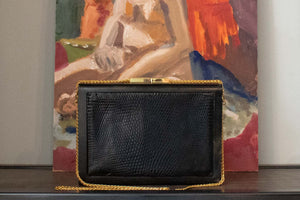 Ferragamo Black Lizard Clutch