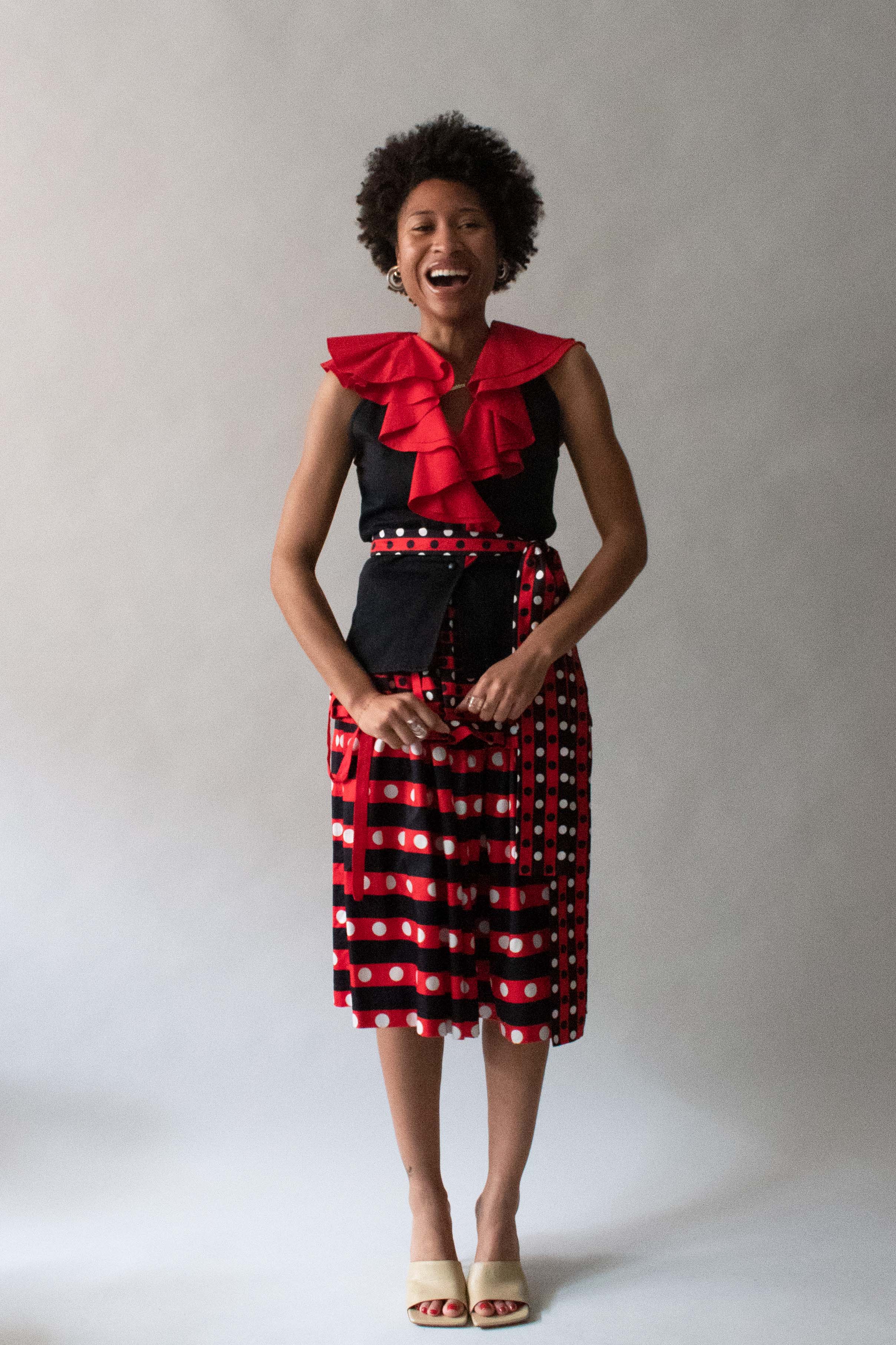Saint Laurent Polka Dot Ruffled Skirt Set