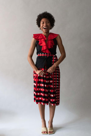 Saint Laurent Polka Dot Ruffled Skirt Set