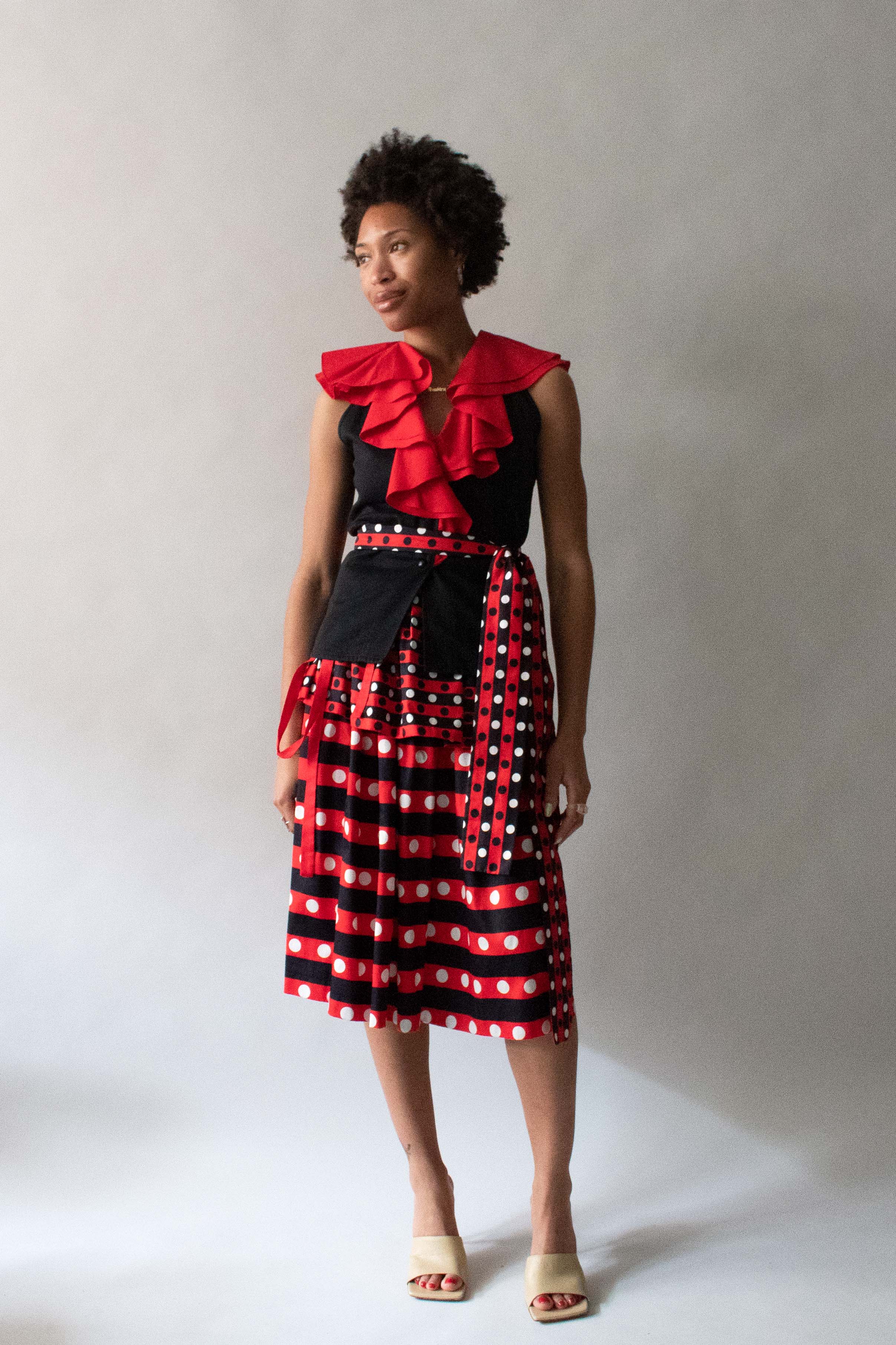 Saint Laurent Polka Dot Ruffled Skirt Set