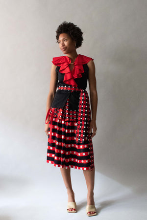 Saint Laurent Polka Dot Ruffled Skirt Set