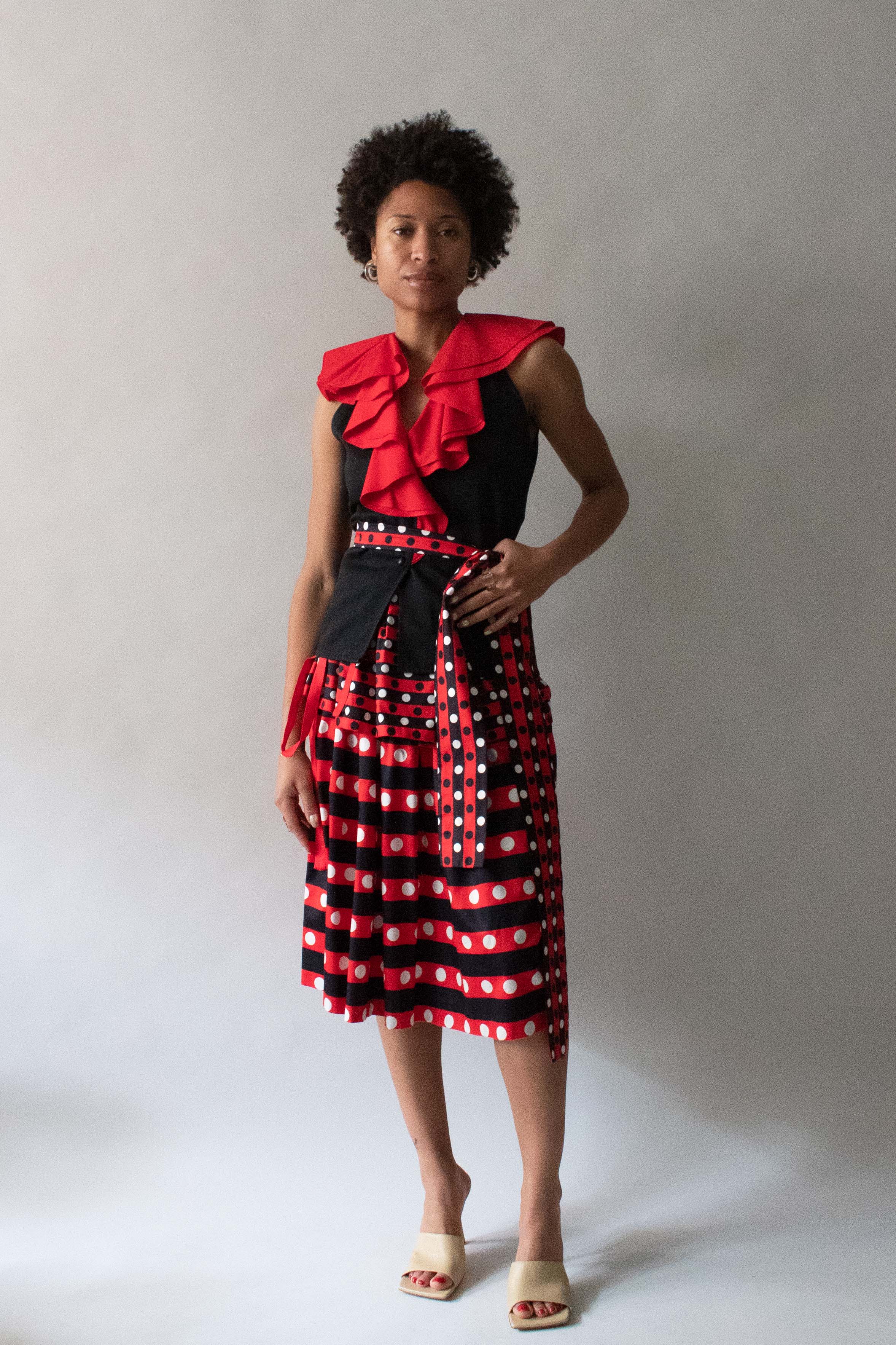 Saint Laurent Polka Dot Ruffled Skirt Set