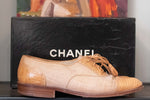 Chanel Brown Lizard and Canvas Shoe