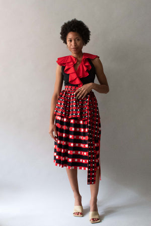 Saint Laurent Polka Dot Ruffled Skirt Set