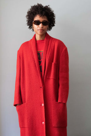 Issey Miyake Red Wool Cardigan