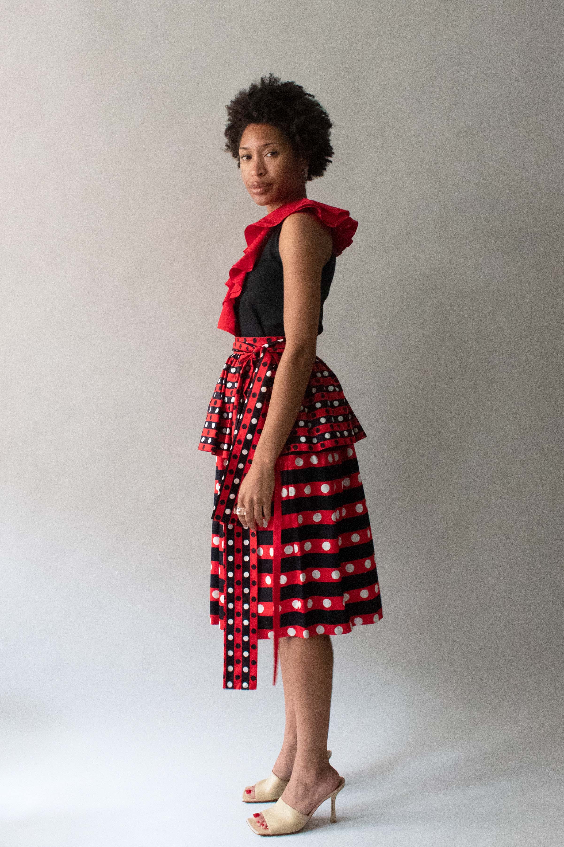 Saint Laurent Polka Dot Ruffled Skirt Set