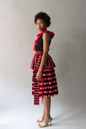 Saint Laurent Polka Dot Ruffled Skirt Set