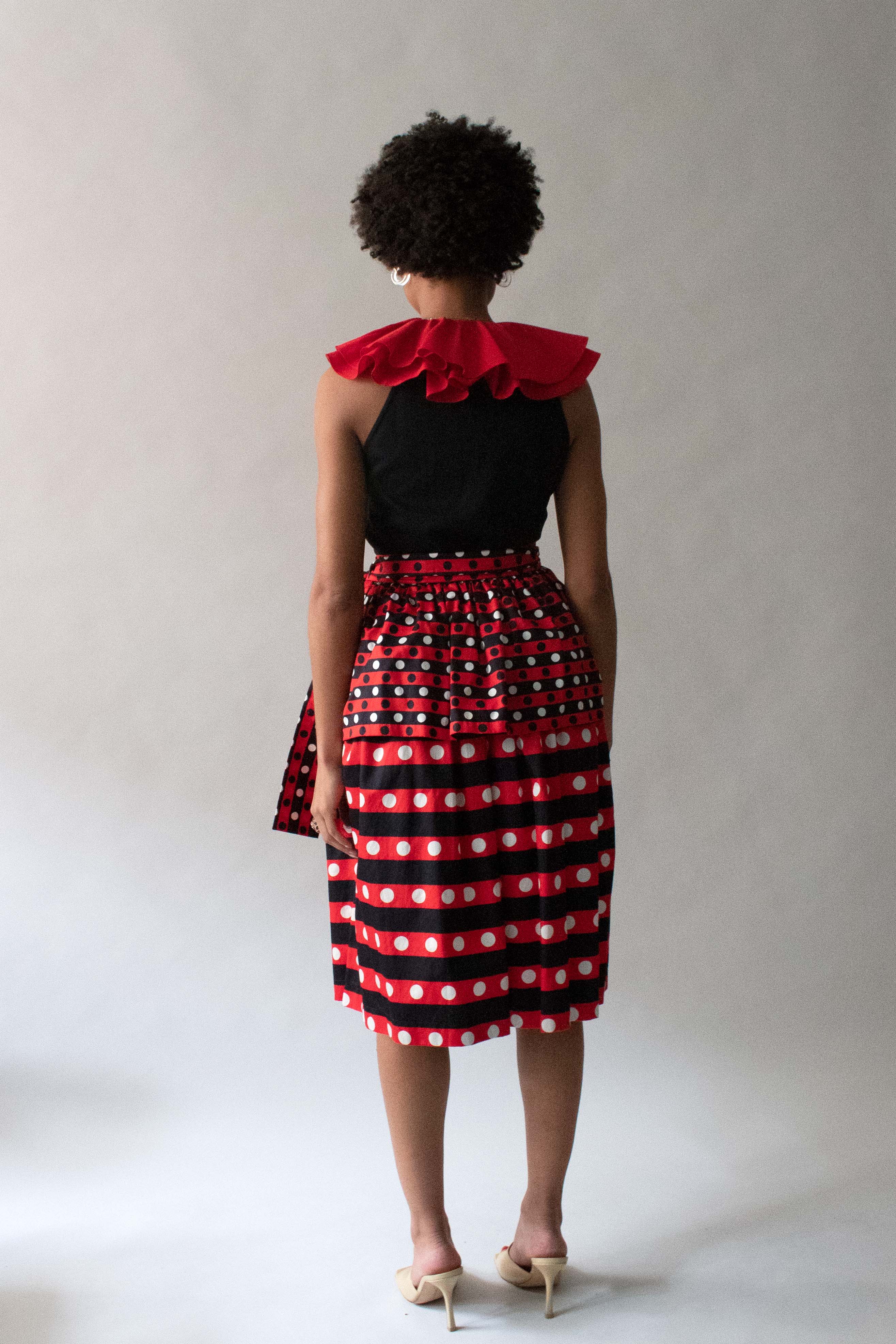 Saint Laurent Polka Dot Ruffled Skirt Set
