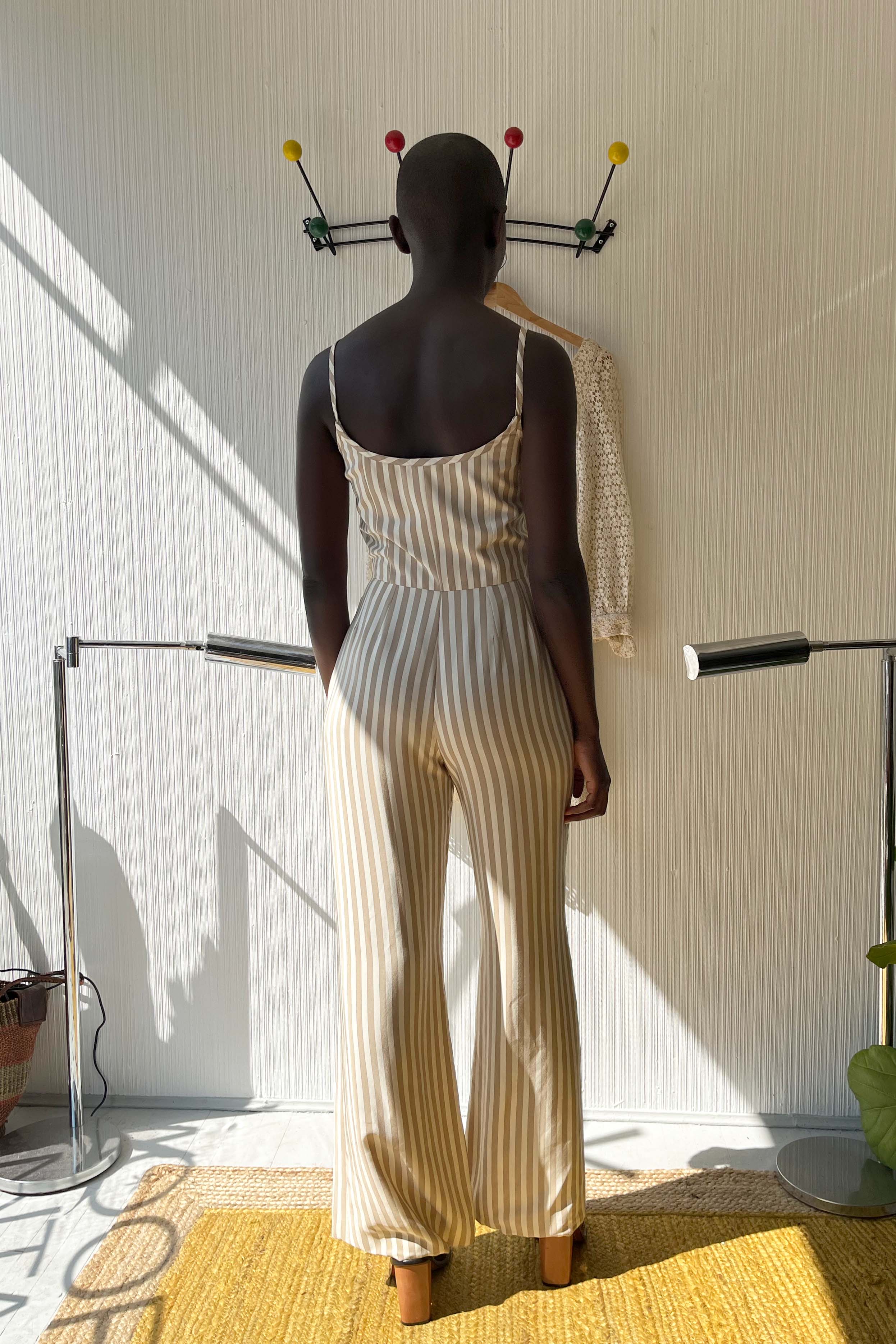 Jacques Fath for Neiman Marcus Striped Silk Jumpsuit