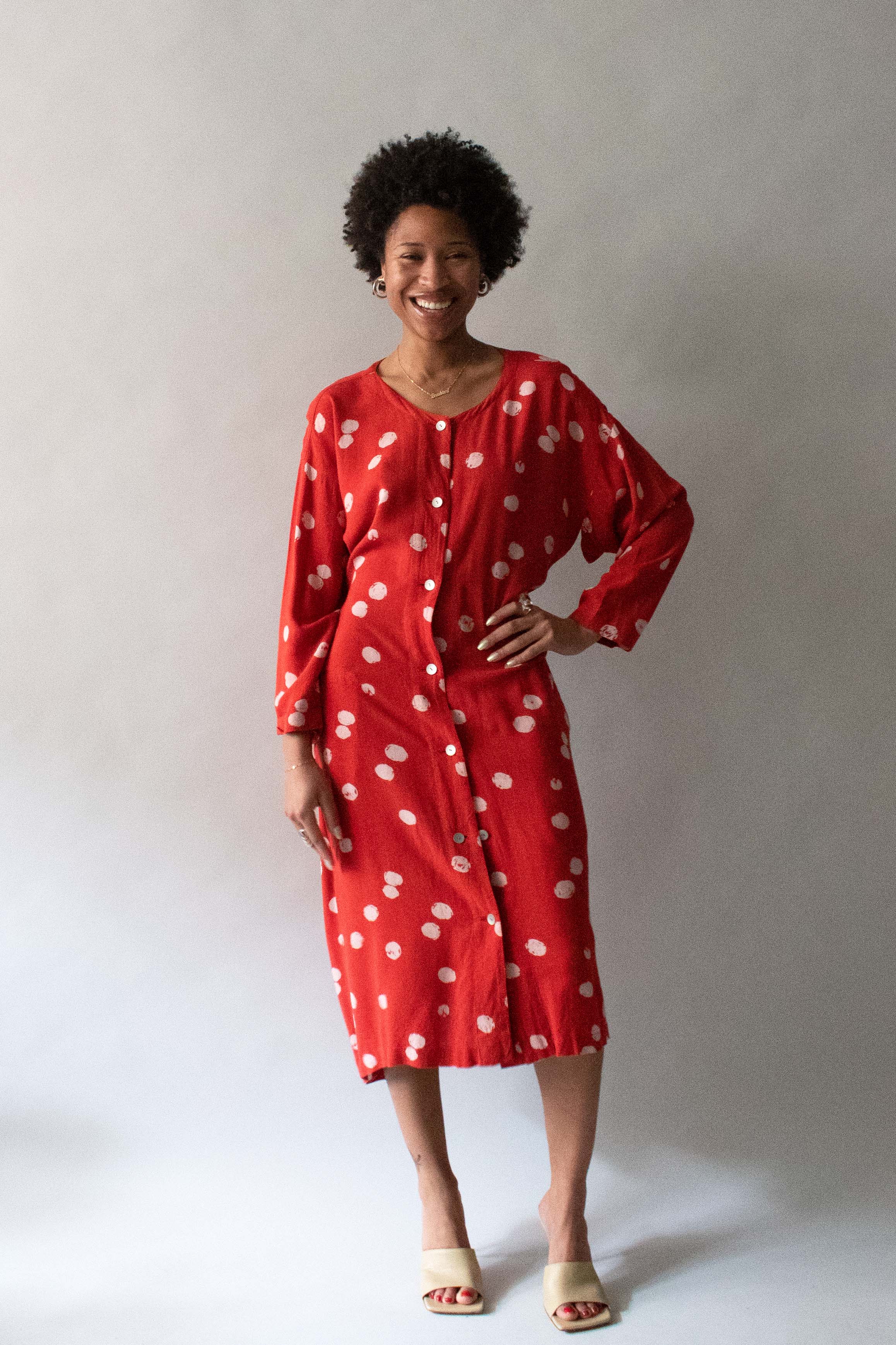 1980s Issey Miyake Linen Blend Dot Dress