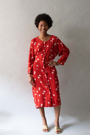 1980s Issey Miyake Linen Blend Dot Dress