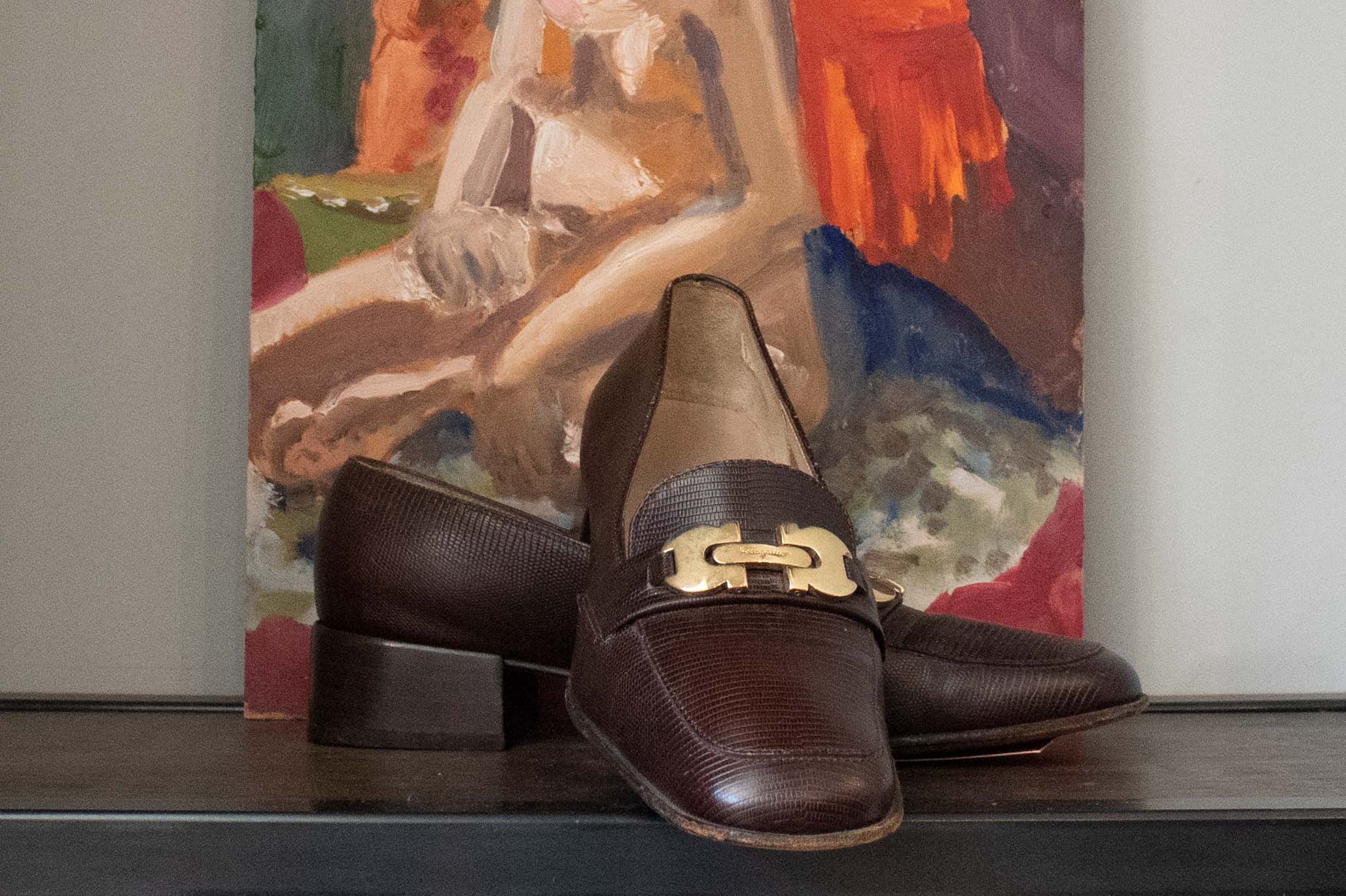 Salvatore Ferragamo Brown Heeled Loafer