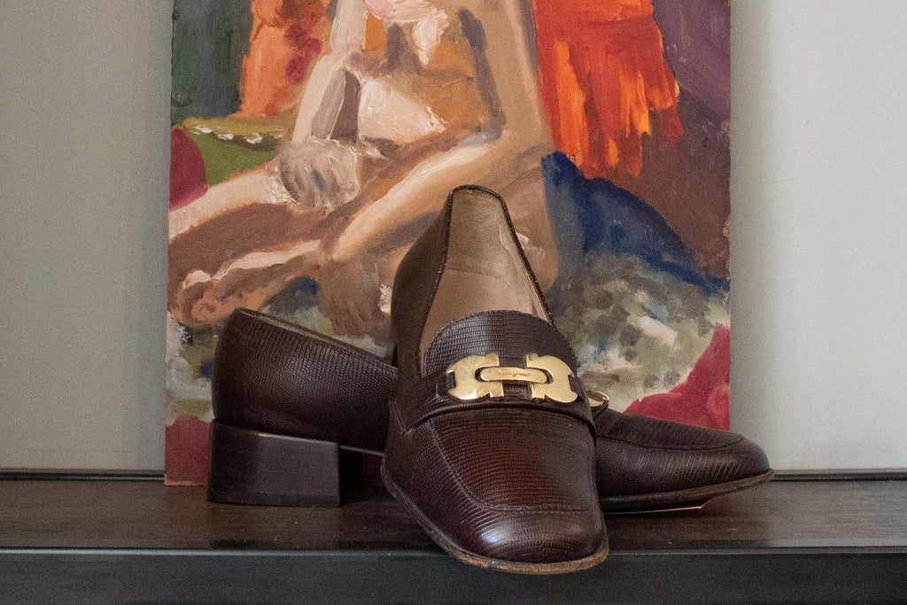 Salvatore Ferragamo Brown Heeled Loafer