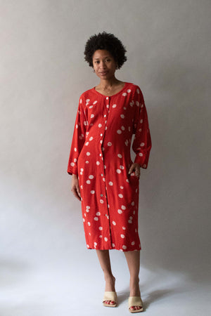 1980s Issey Miyake Linen Blend Dot Dress