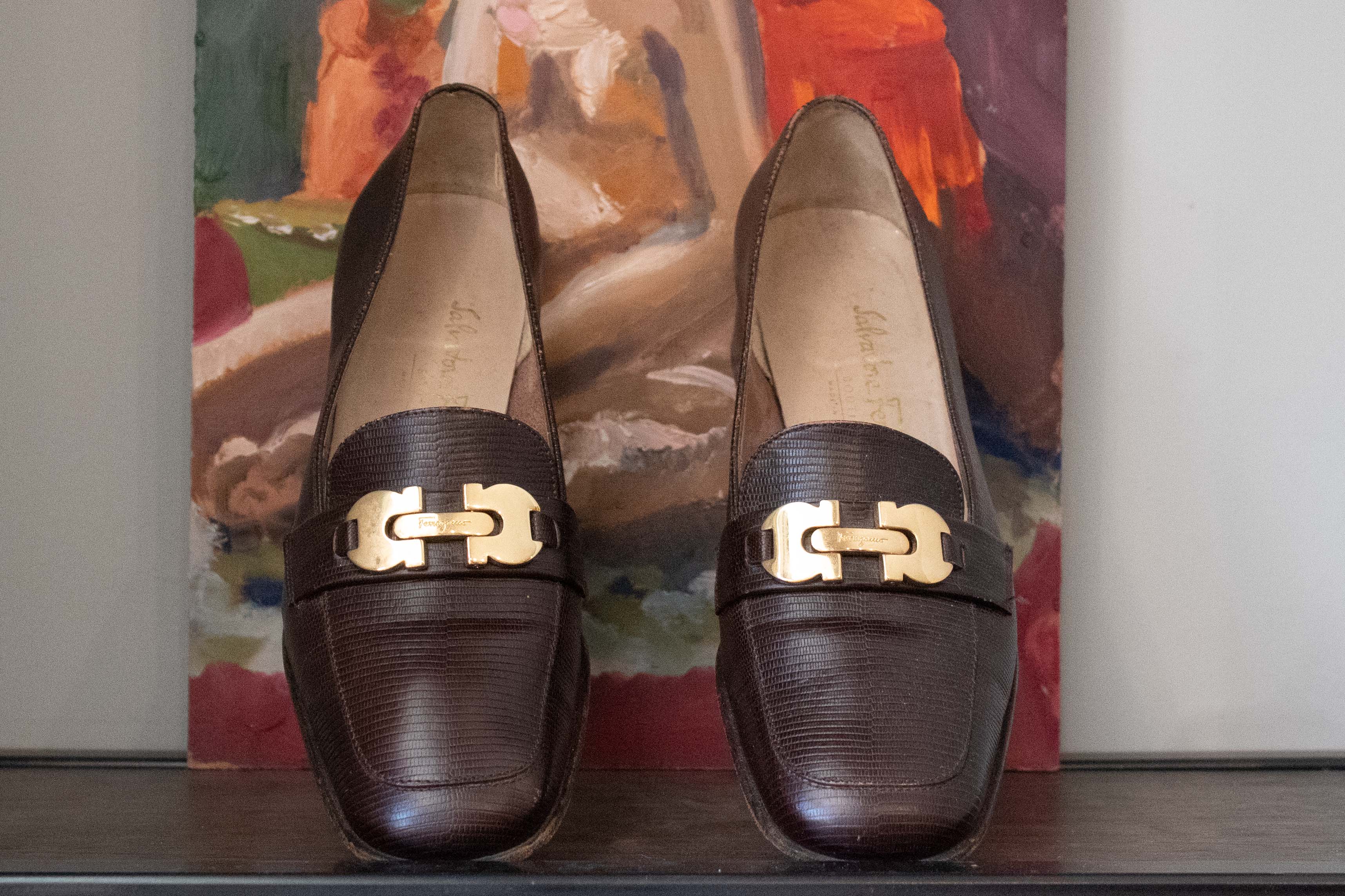 Salvatore Ferragamo Brown Heeled Loafer