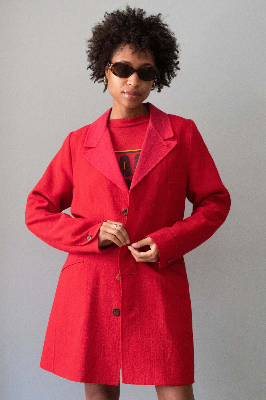 Issey Miyake Red Wool Bi-color Blazer