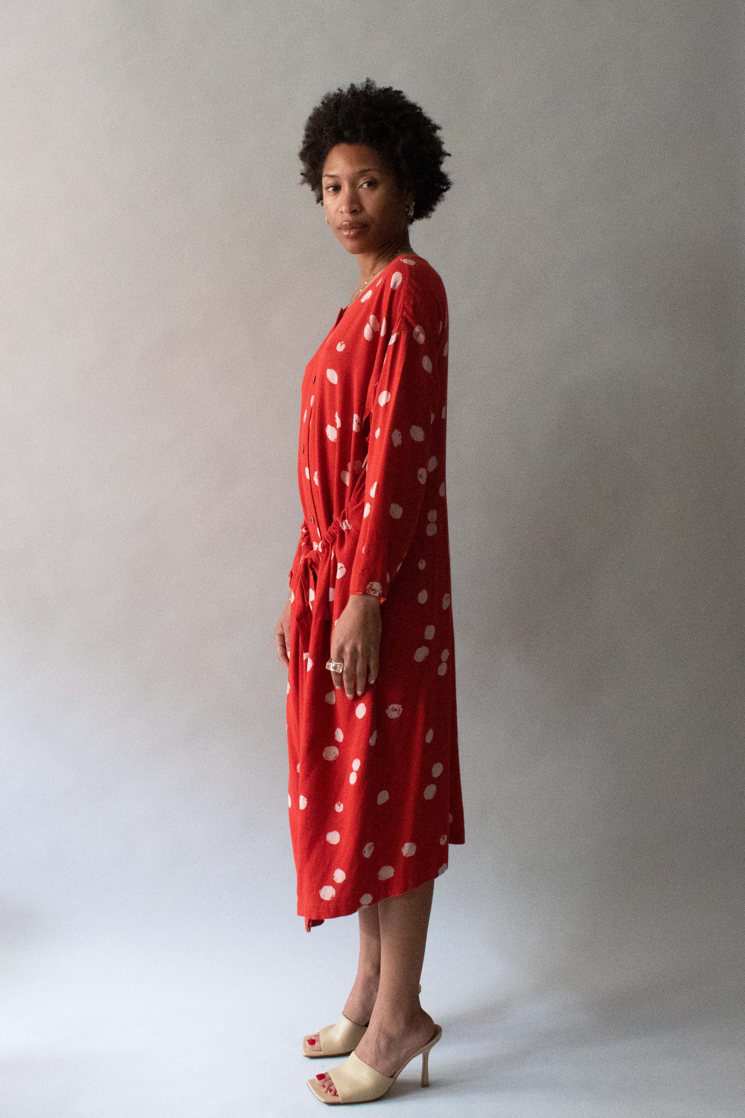 1980s Issey Miyake Linen Blend Dot Dress