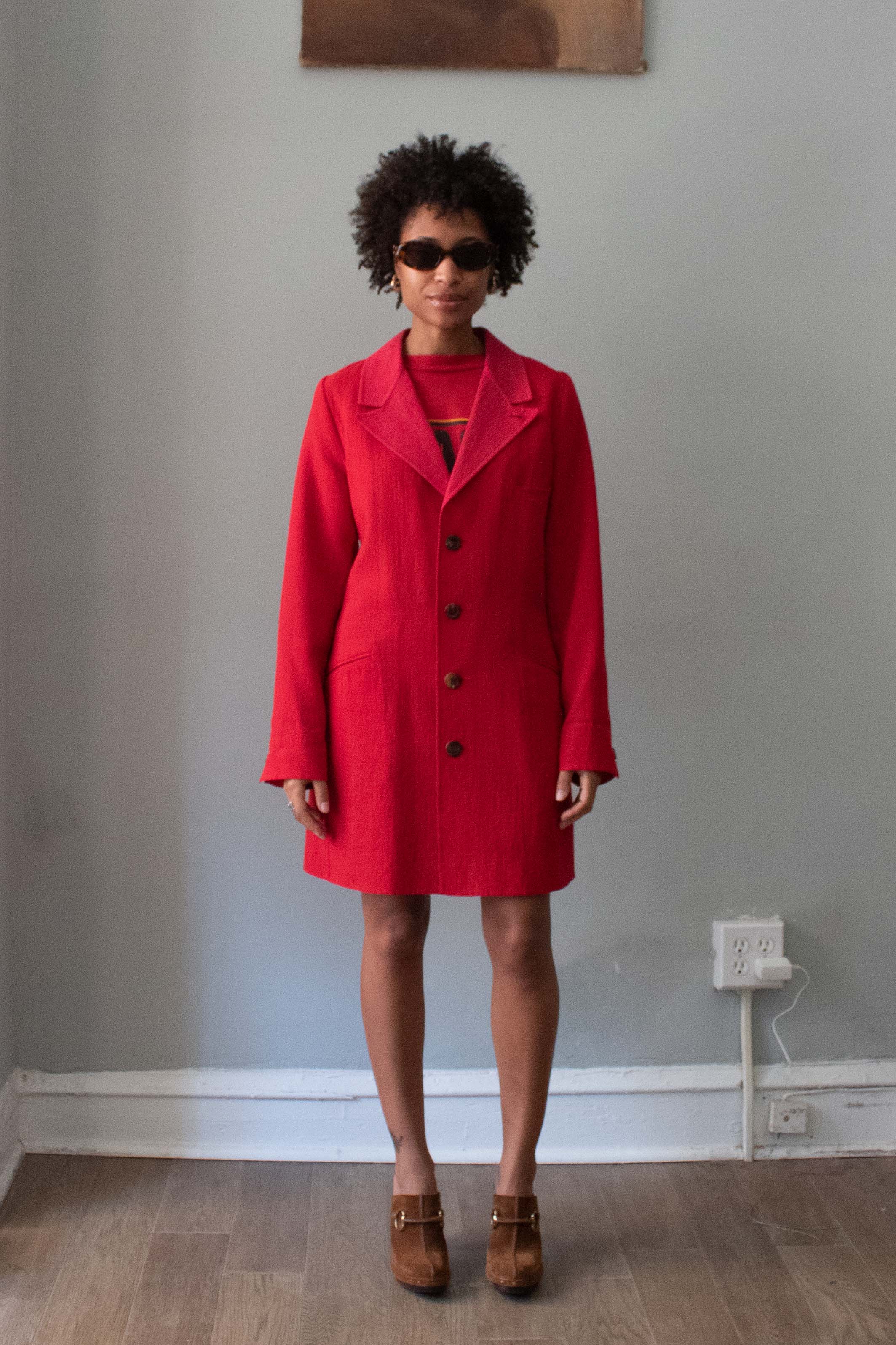 Issey Miyake Red Wool Bi-color Blazer