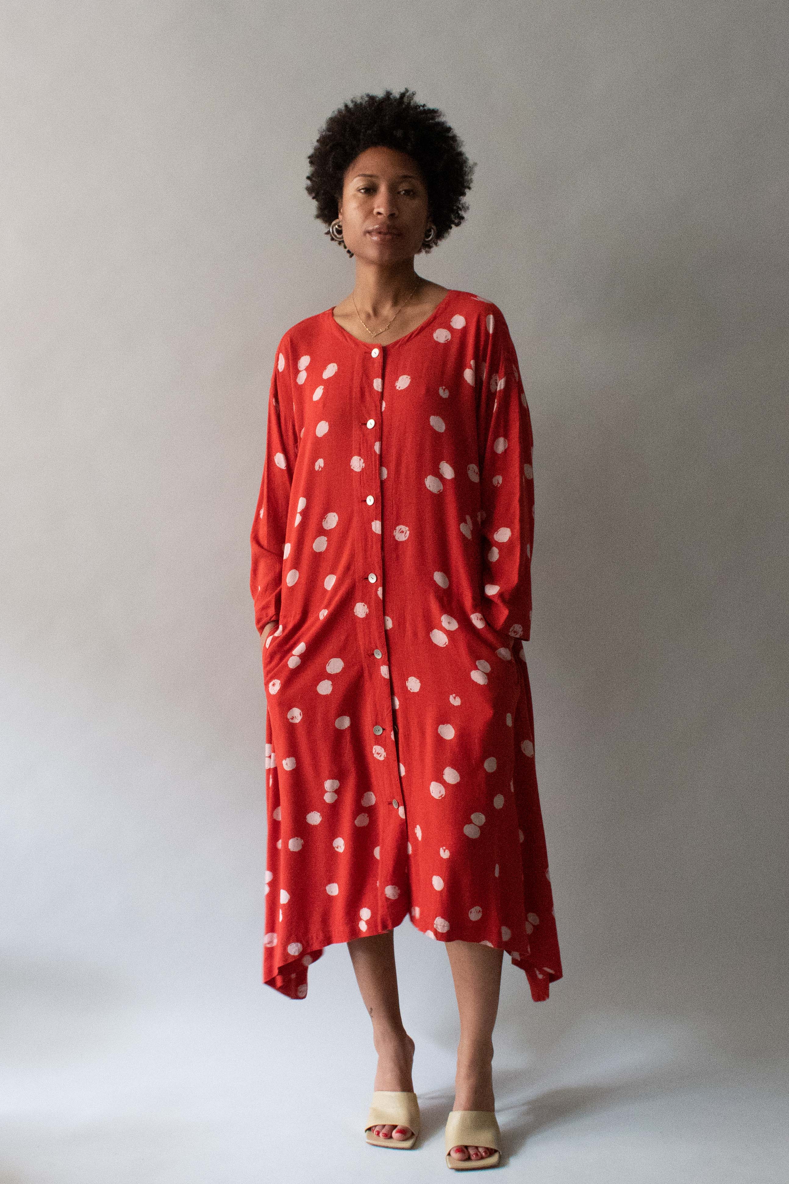 1980s Issey Miyake Linen Blend Dot Dress