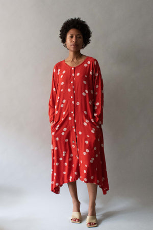 1980s Issey Miyake Linen Blend Dot Dress