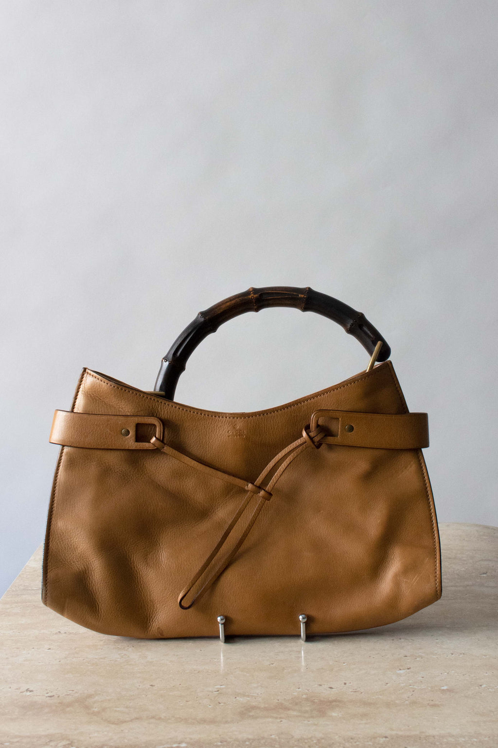 Gucci Brown Leather Purse with Bamboo Handle