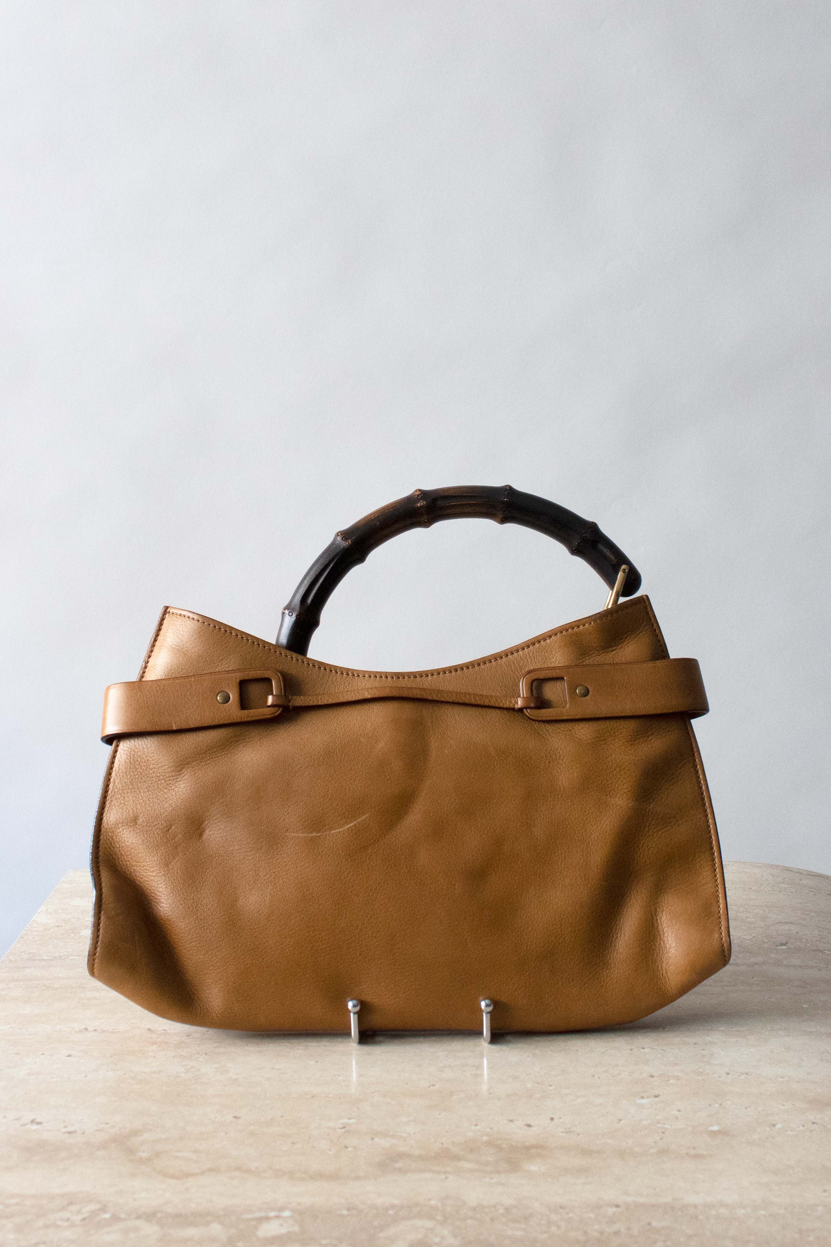 Gucci Brown Leather Purse with Bamboo Handle
