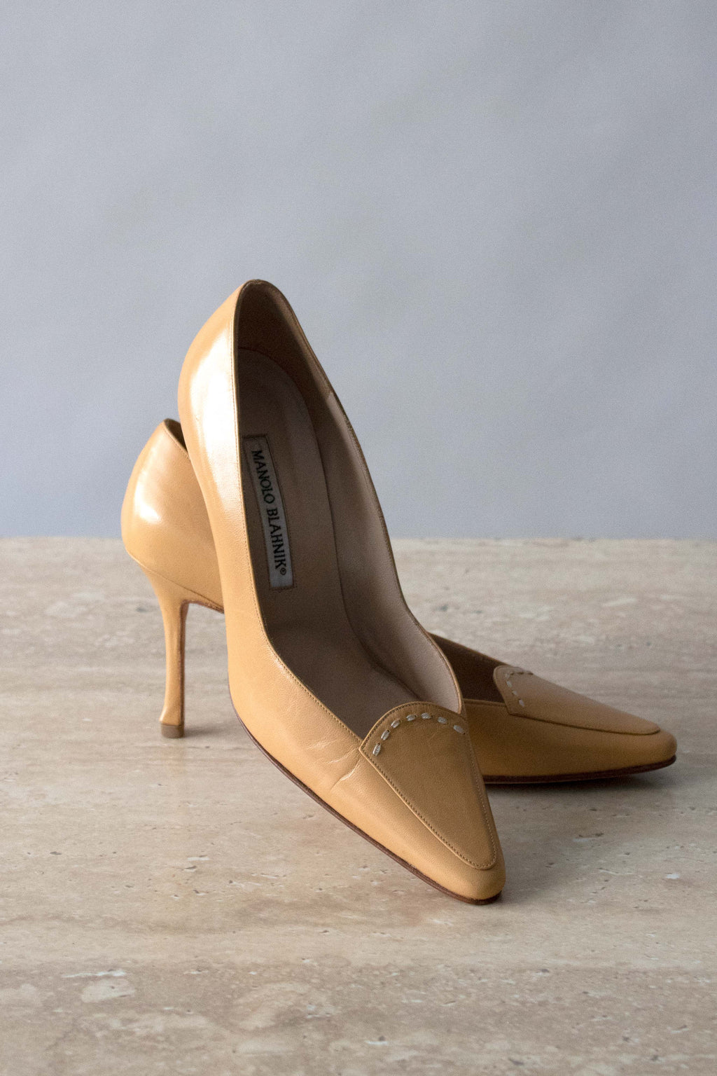 Manolo Blahnik Camel Leather Heels