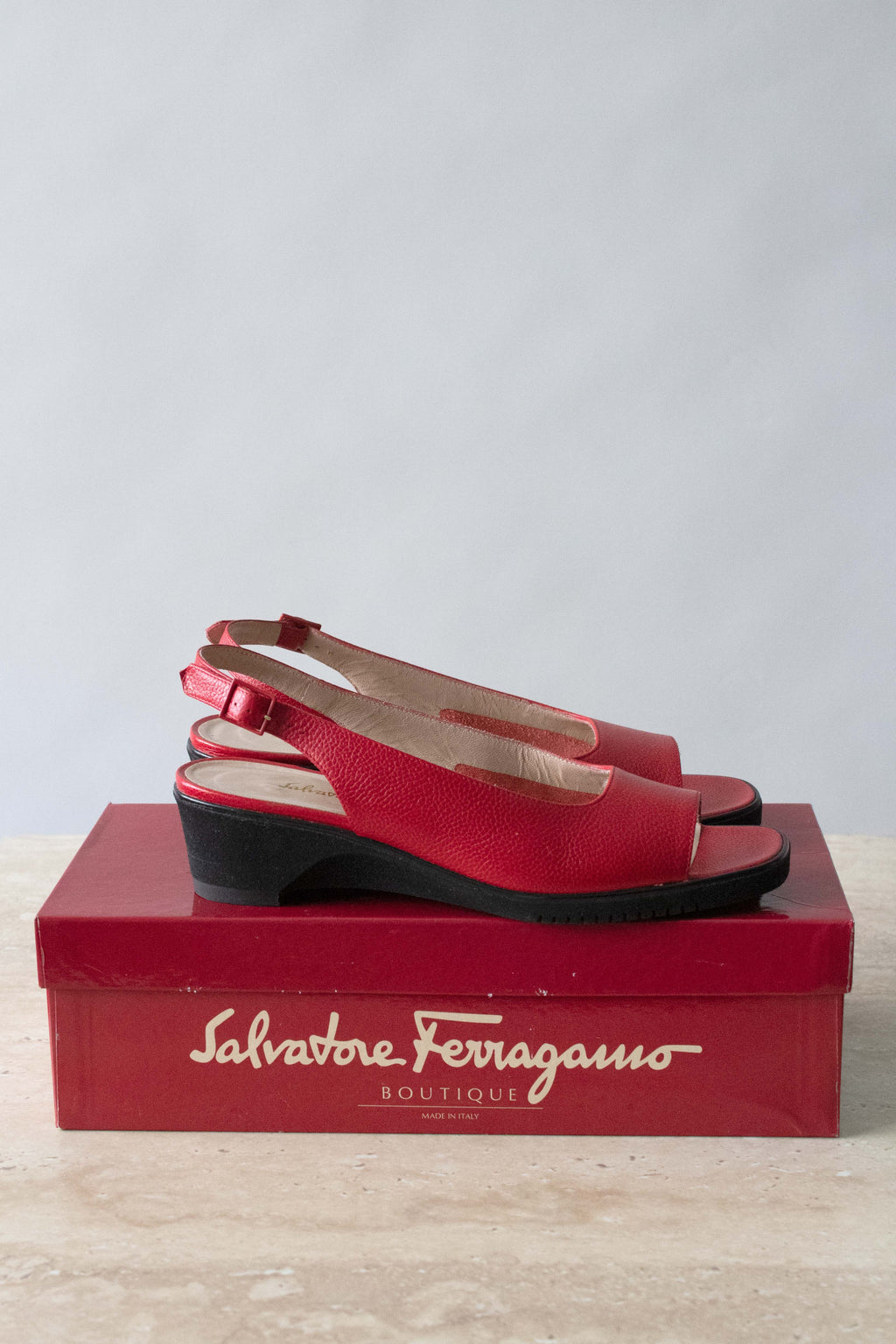 Salvatore Ferragamo Red Leather Sandals