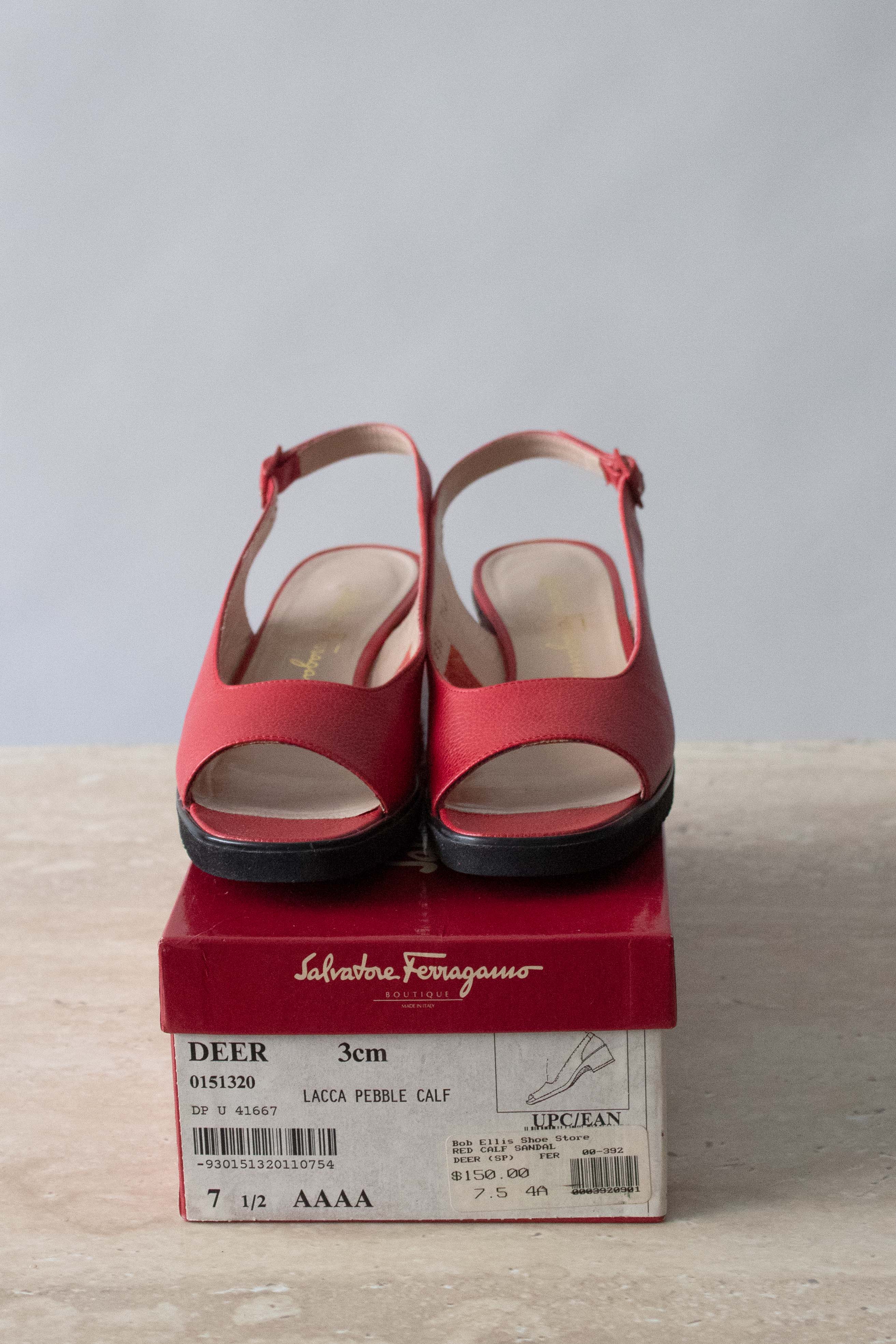 Salvatore Ferragamo Red Leather Sandals