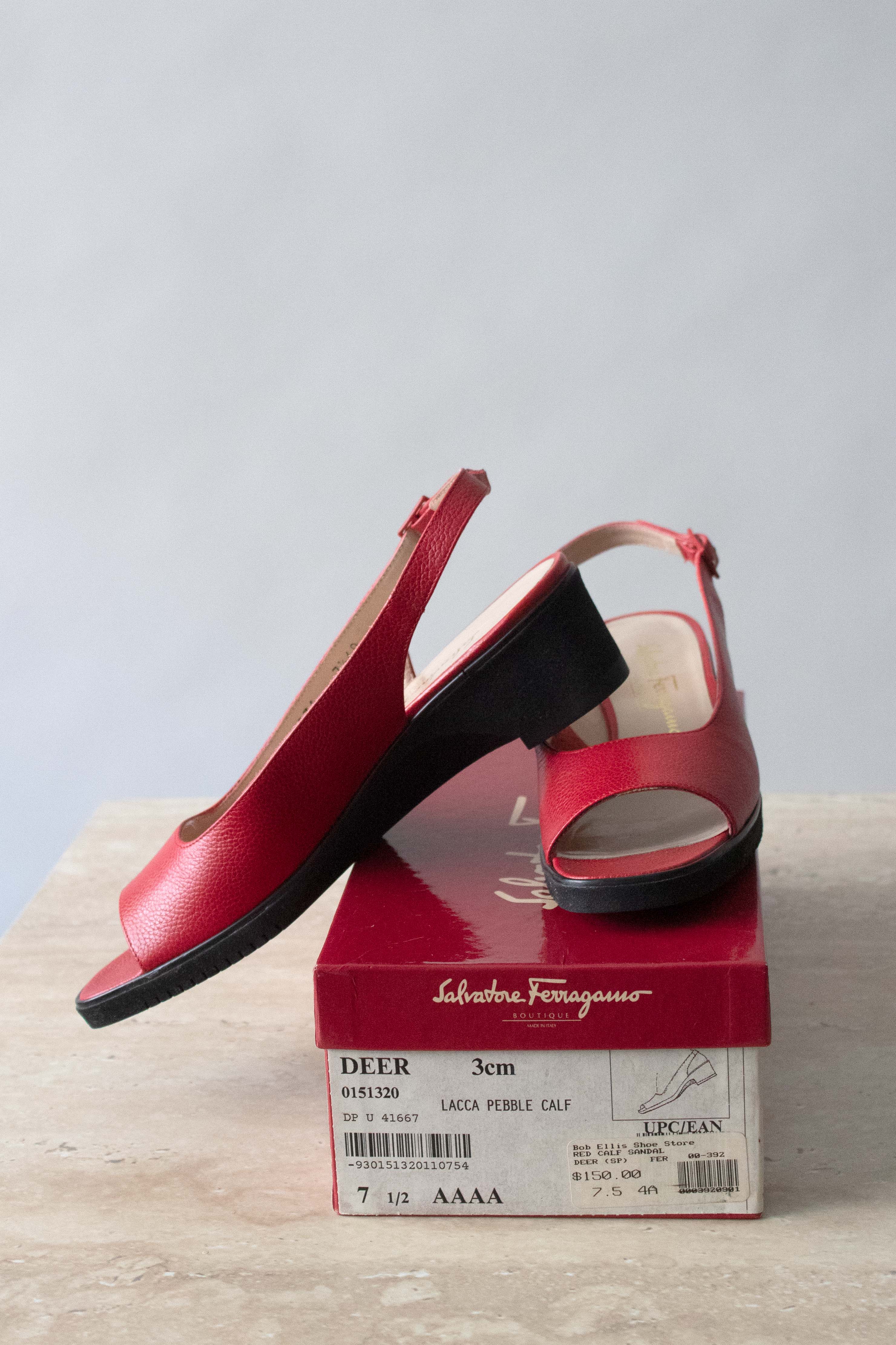 Salvatore Ferragamo Red Leather Sandals