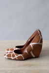 Sergio Rossi Cow Print Ponyhair Wedges