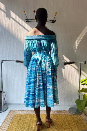 Saint Laurent Blue Cotton Printed Skirt