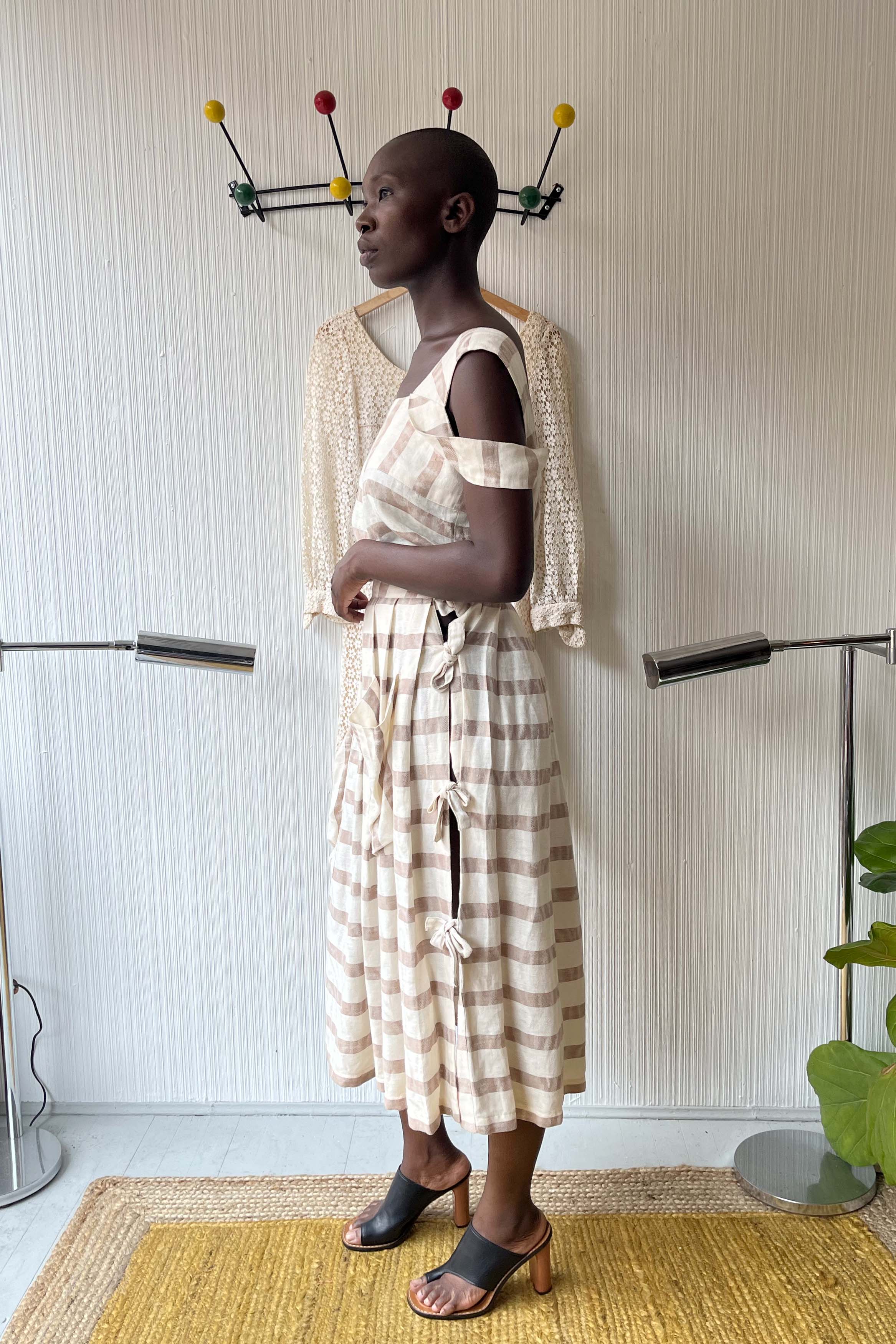 Lolita Lempicka for Henri Bendel Striped Linen Blend Skirt Set