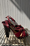 Chloe Burgundy Leather Platform Sandals Sz 40
