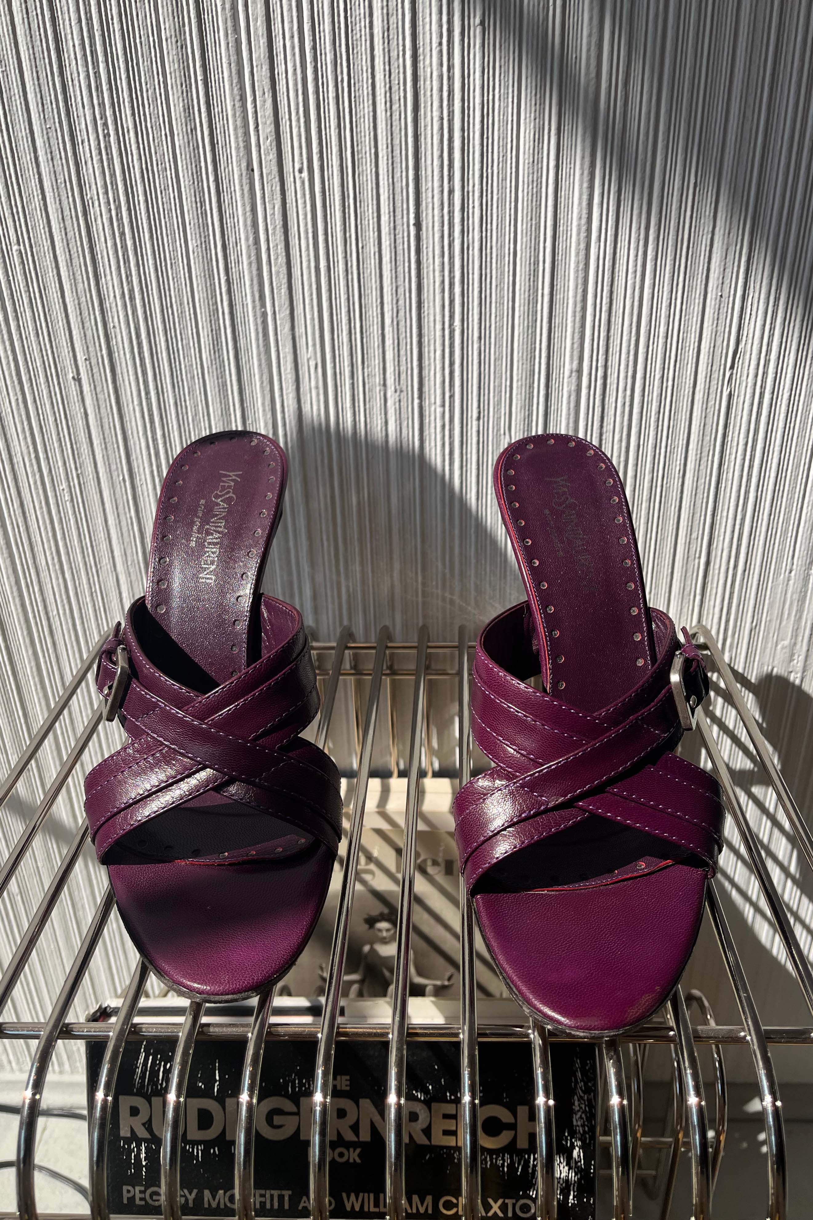 Yves Saint Laurent by Tom Ford Violet Leather Mules Sz. 40