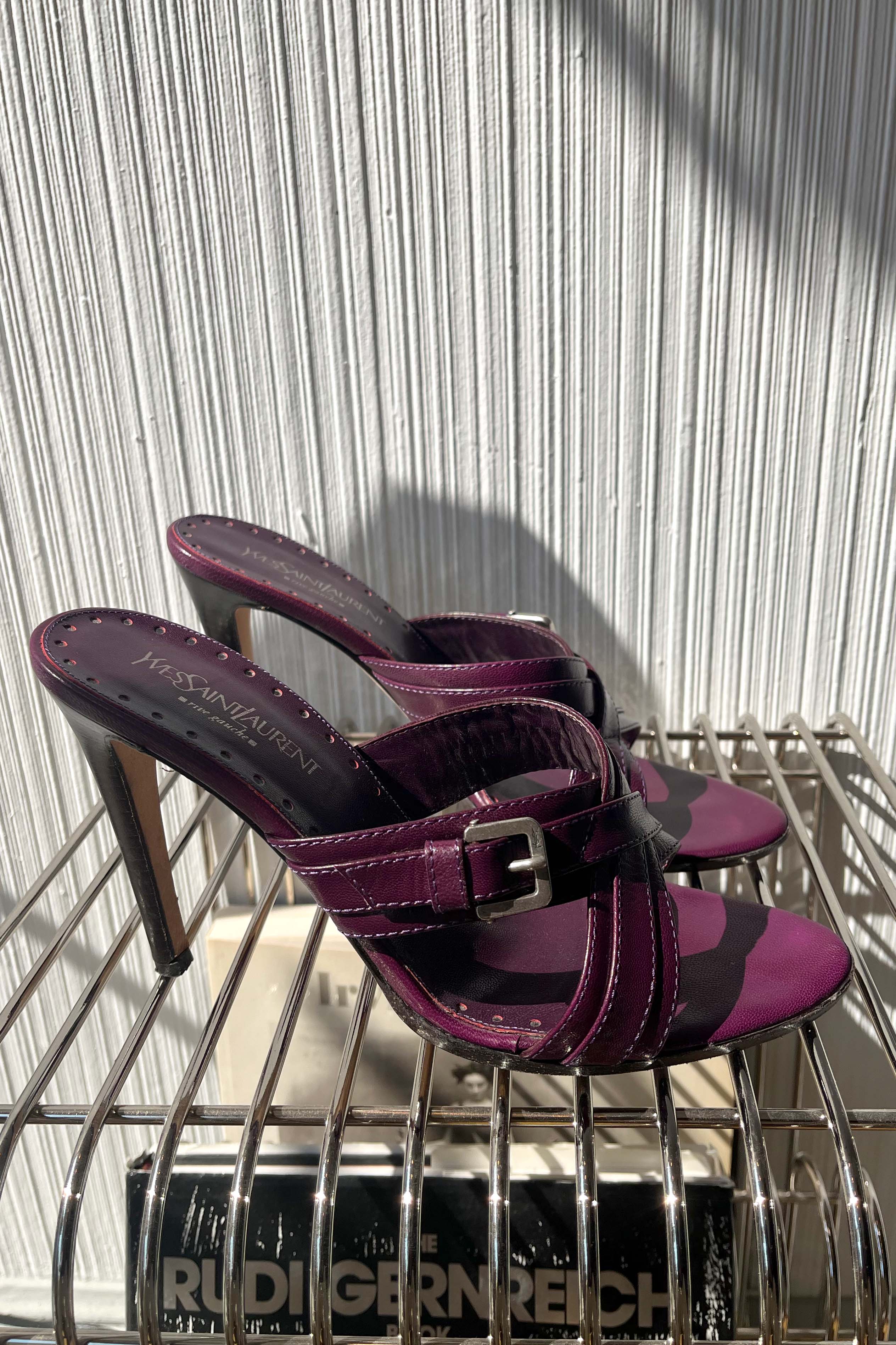 Yves Saint Laurent by Tom Ford Violet Leather Mules Sz. 40