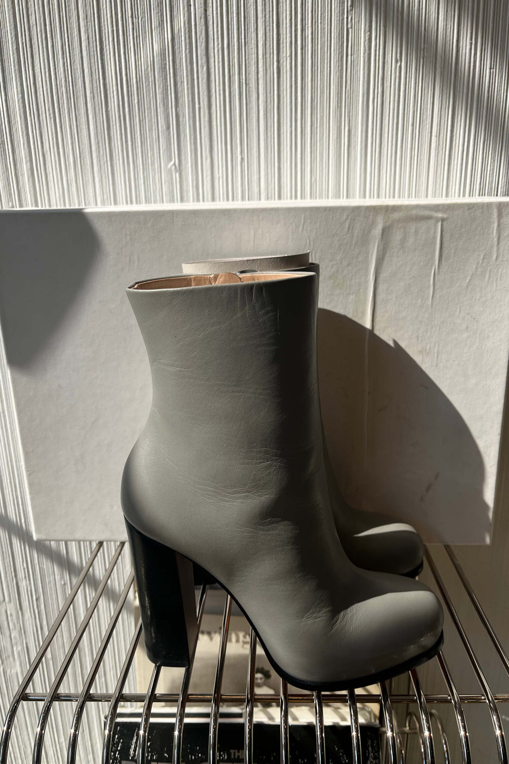Philo Celine Grey Leather Bootie Sz 36