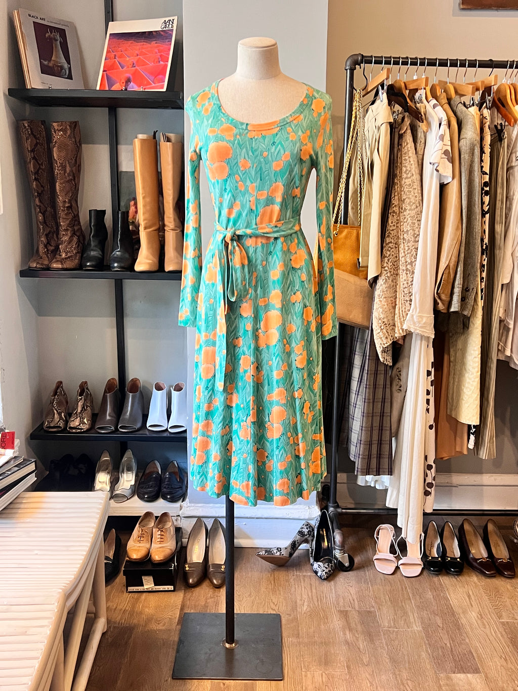 Diane Von Furstenberg Green Floral Jersey Dress